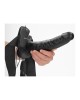 RealRock 9 Inch Vibrating Hollow Strap-On with Balls - Black