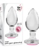 Adam & Eve Pink Gem Large Glass Butt Plug - Clear