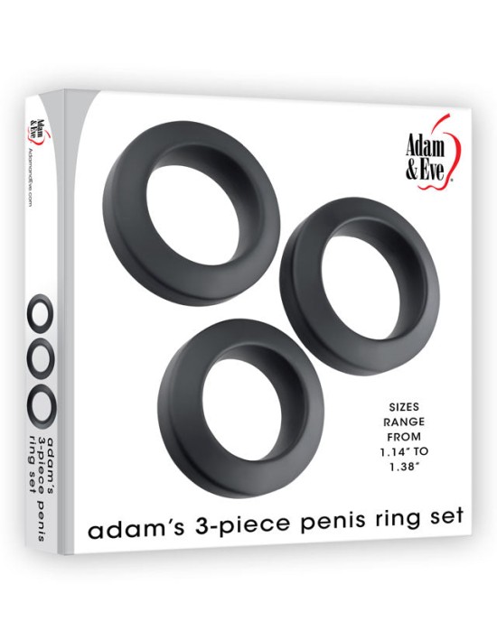 Adam & Eve Adams 3-Piece Penis Ring Set - Black