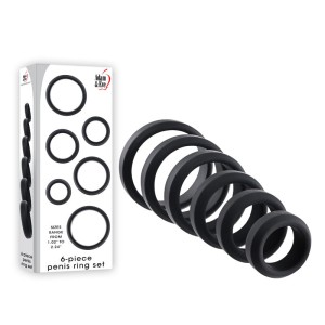 Adam & Eve 6-Piece Penis Ring Set - Black