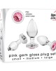 Adam & Eve Pink Gem Glass Plug Set - Set of 3 Sizes