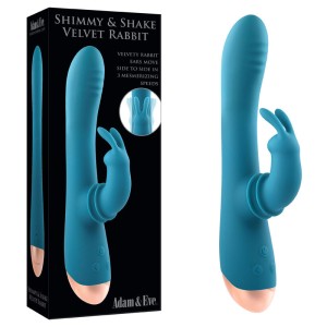 Adam & Eve Shimmy & Shake Velvet Rabbit Vibe - Blue