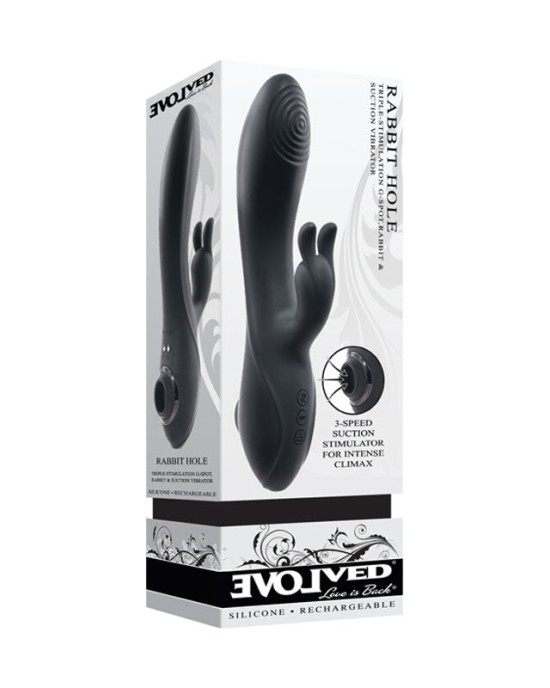 Evolved Rabbit Hole Triple Stim G-Spot & Suction Vibe - Black