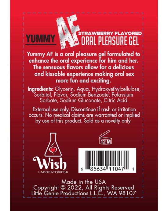 Yummy AF - Strawberry Flavoured Oral Pleasure Gel - 65ml