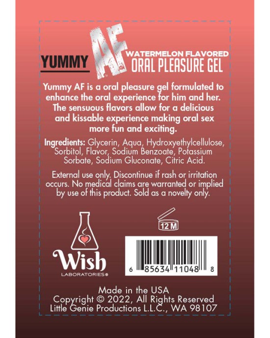 Yummy AF - Watermelon Flavoured Oral Pleasure Gel - 65ml