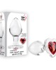 Adam & Eve Red Heart Gem Medium Glass Butt Plug - Clear