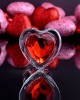 Adam & Eve Red Heart Gem Medium Glass Butt Plug - Clear