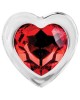 Adam & Eve Red Heart Gem Medium Glass Butt Plug - Clear