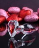 Adam & Eve Red Heart Gem Small Glass Butt Plug - Clear