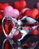 Adam & Eve Red Heart Gem Large Glass Butt Plug - Clear