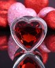 Adam & Eve Red Heart Gem Large Glass Butt Plug - Clear