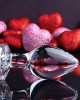 Adam & Eve Red Heart Gem Large Glass Butt Plug - Clear