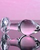 Adam & Eve Pink Gem Medium Glass Butt Plug - Clear