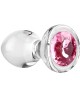 Adam & Eve Pink Gem Medium Glass Butt Plug - Clear