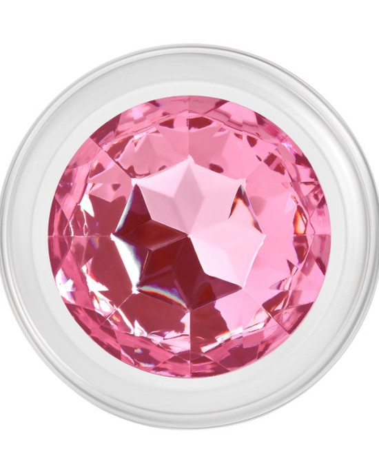 Adam & Eve Pink Gem Medium Glass Butt Plug - Clear