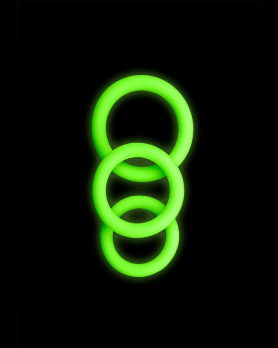 Ouch! Glow In The Dark Cock Ring Set - Set of 3