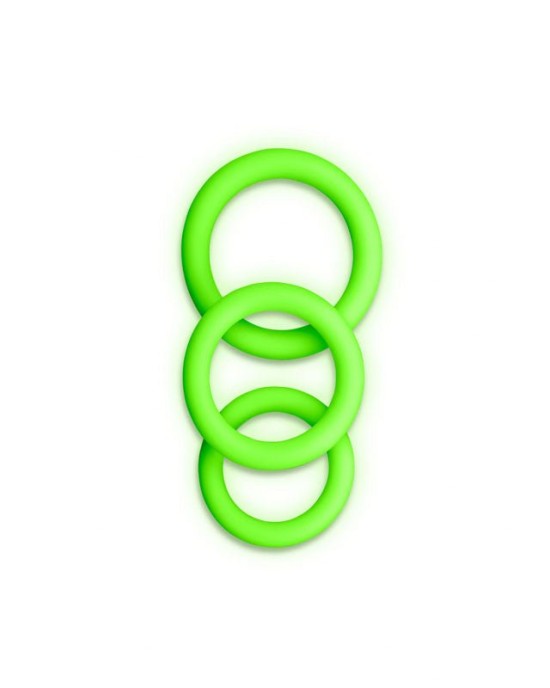 Ouch! Glow In The Dark Cock Ring Set - Set of 3