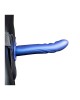 Ouch! Textured Curved 8 Inch Hollow Strap-On -Metallic Blue