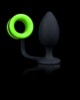 Ouch! Glow In The Dark Butt Plug with Cock Ring - Black