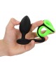 Ouch! Glow In The Dark Butt Plug with Cock Ring & Ball Strap - Black