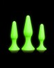 Ouch! Glow In The Dark Butt Plug Set - Set of 3 Sizes