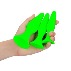 Ouch! Glow In The Dark Butt Plug Set - Set of 3 Sizes