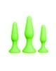 Ouch! Glow In The Dark Butt Plug Set - Set of 3 Sizes