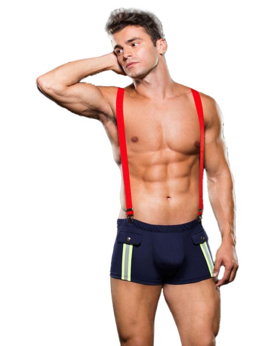 Envy Fireman Bottom with Suspenders - Blue/Red - L/XL