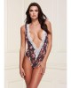 Baci White Label Grey Floral & Lace Teddy - Floral Grey - M/L