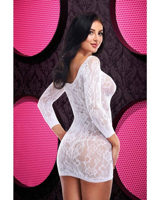 Lapdance Lace Off The Shoulder Mini Dress - White - OS