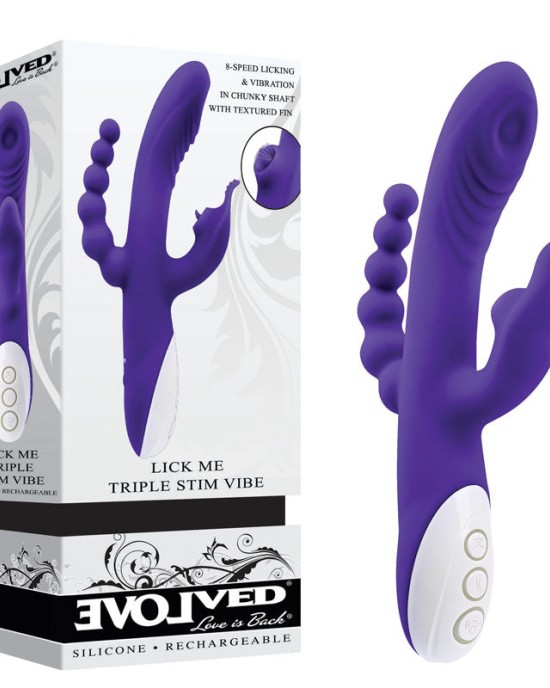 Evolved Lick Me Triple Stim Vibrator - Purple