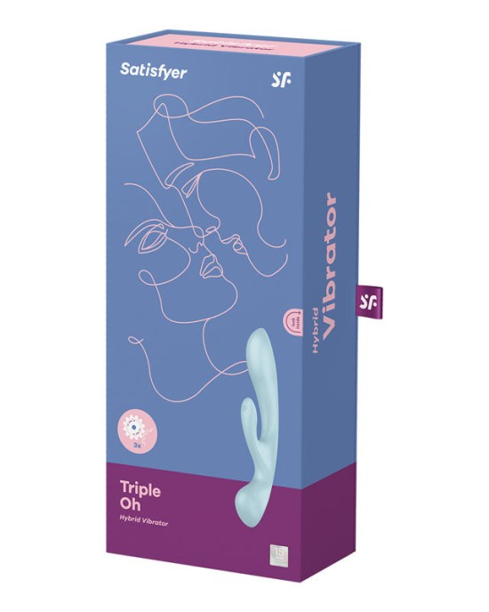 Satisfyer Triple Oh Rabbit Vibrator - Light Blue