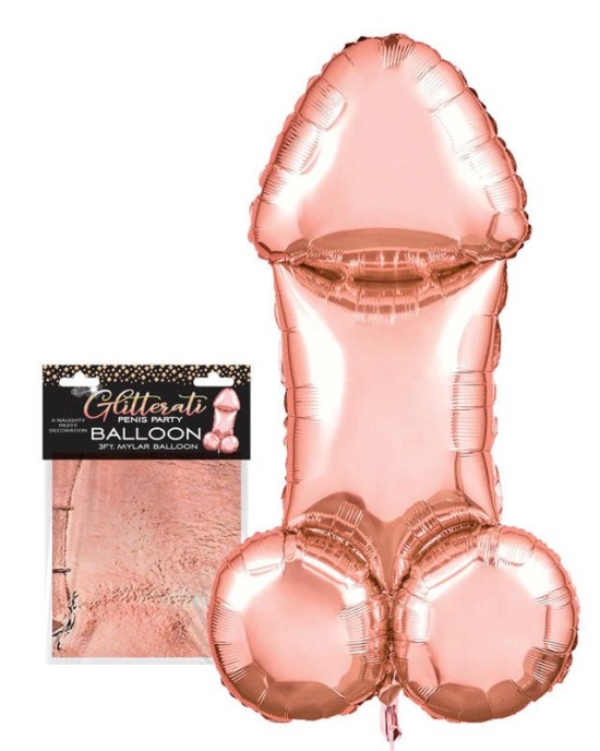 Glitterati - Penis Party Balloon - Rose Gold - 90cm