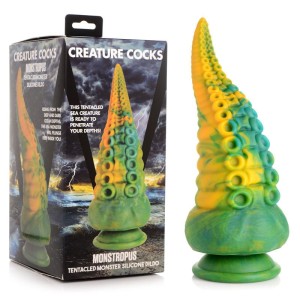 Creature Cocks Monstropus Tentacled Monster Fantasy Dildo - Green/Yellow