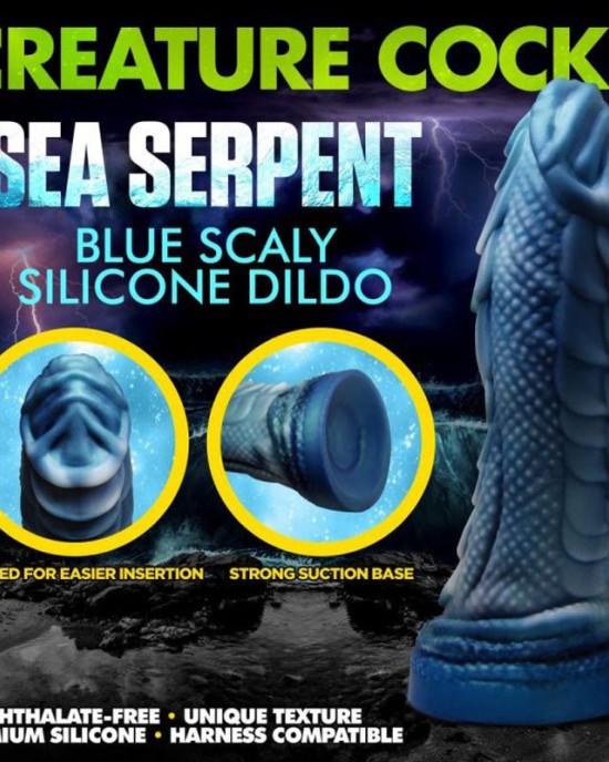 Creature Cocks Sea Serpent Blue Scaly Fantasy Dildo