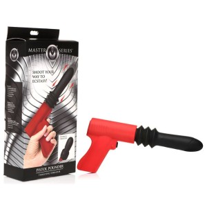 Master Series Pistol Pounder Thrusting Vibrator with Gun Handle - Black/Red