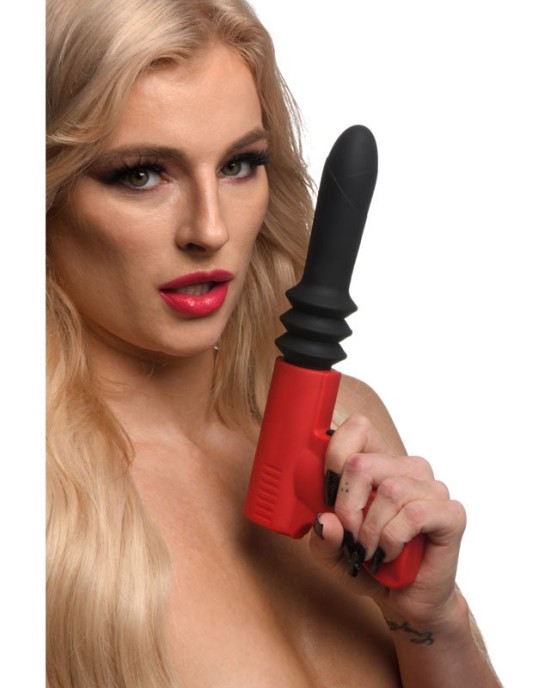 Master Series Pistol Pounder Thrusting Vibrator with Gun Handle - Black/Red