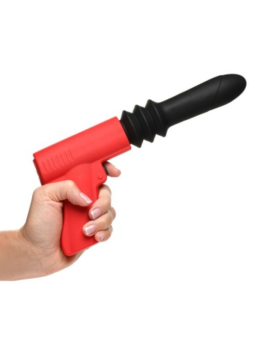 Master Series Pistol Pounder Thrusting Vibrator with Gun Handle - Black/Red