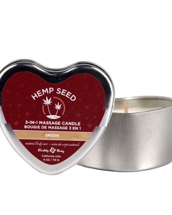 EB Hemp Seed 3 in 1 Massage Heart Candle - Spoon (Rose, Gardenia & Patchouli Scented) - 113g