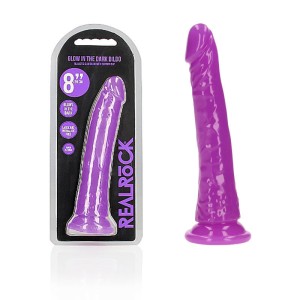 RealRock 8 Inch Slim Glow in the Dark Neon - Purple