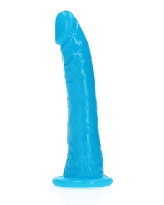 RealRock 6 Inch Slim Glow in the Dark Neon Dildo- Blue