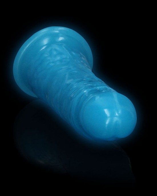 RealRock 6 Inch Slim Glow in the Dark Neon Dildo- Blue