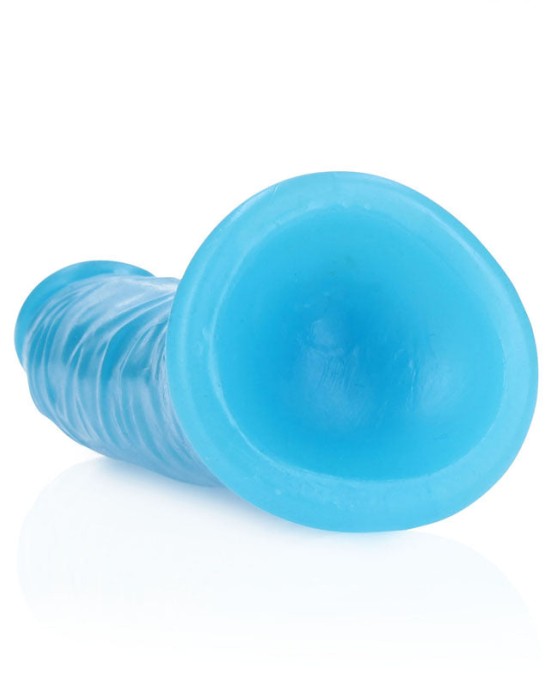 RealRock 6 Inch Slim Glow in the Dark Neon Dildo- Blue