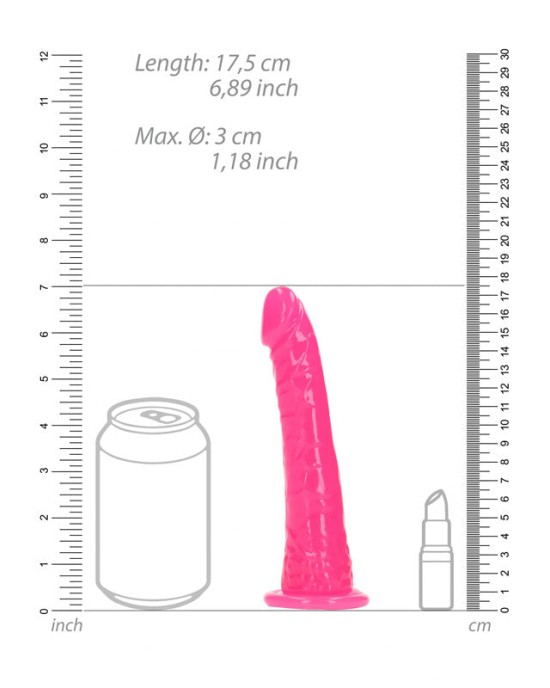 RealRock 6 Inch Slim Glow in the Dark Neon Dildo - Pink