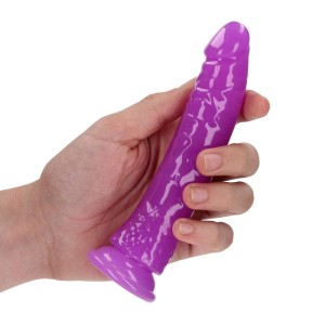 RealRock 6 Inch Slim Glow in the Dark Neon Dildo - Purple