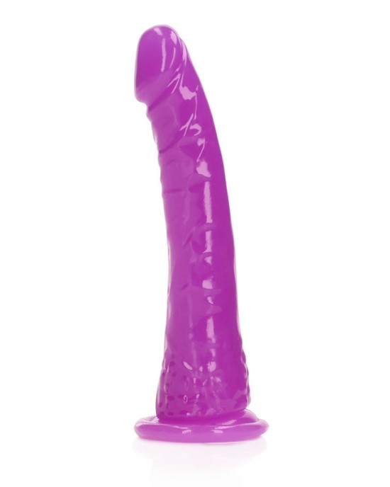 RealRock 6 Inch Slim Glow in the Dark Neon Dildo - Purple