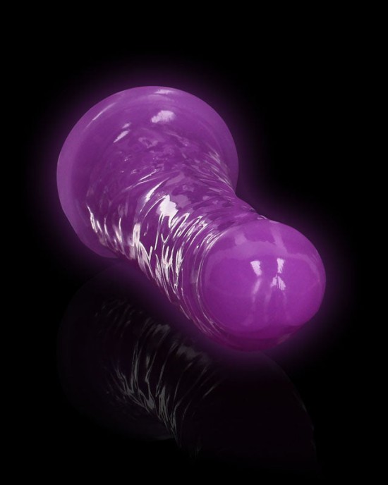 RealRock 6 Inch Slim Glow in the Dark Neon Dildo - Purple