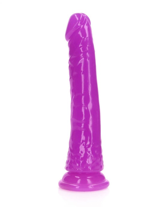 RealRock 6 Inch Slim Glow in the Dark Neon Dildo - Purple