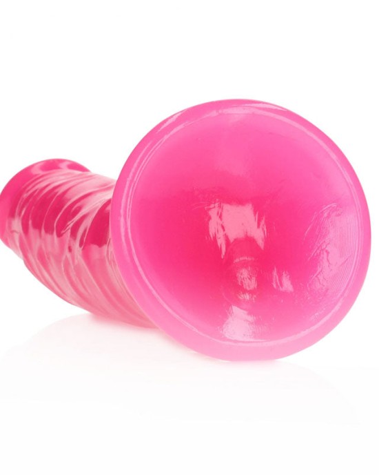 RealRock 7 Inch Slim Glow in the Dark Neon Dildo - Pink