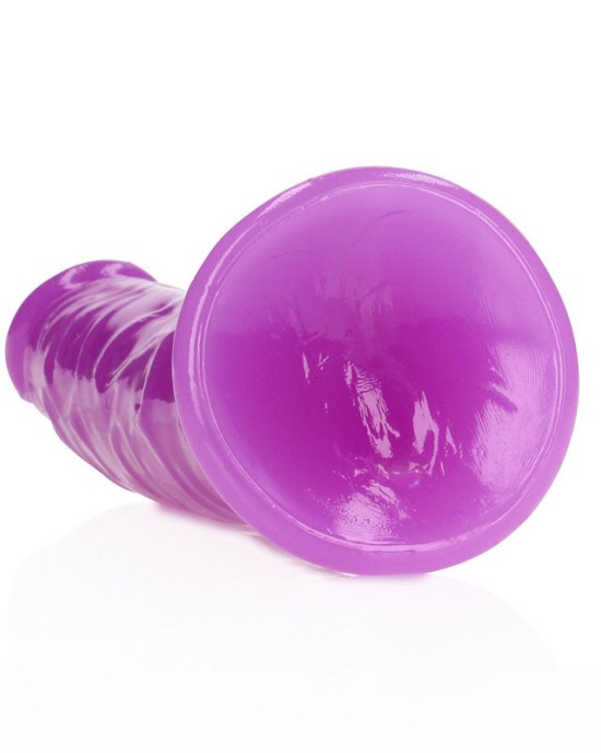 RealRock 7 Inch Slim Glow in the Dark Neon Dildo - Purple